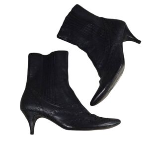 ASH Black Leather Victorian Witchy pointed toe kitten heel Boots